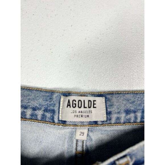 Agolde PARKER VINTAGE CUT OFF SHORT Distressed Light Wash Sz 29 - Picture 3 of 10